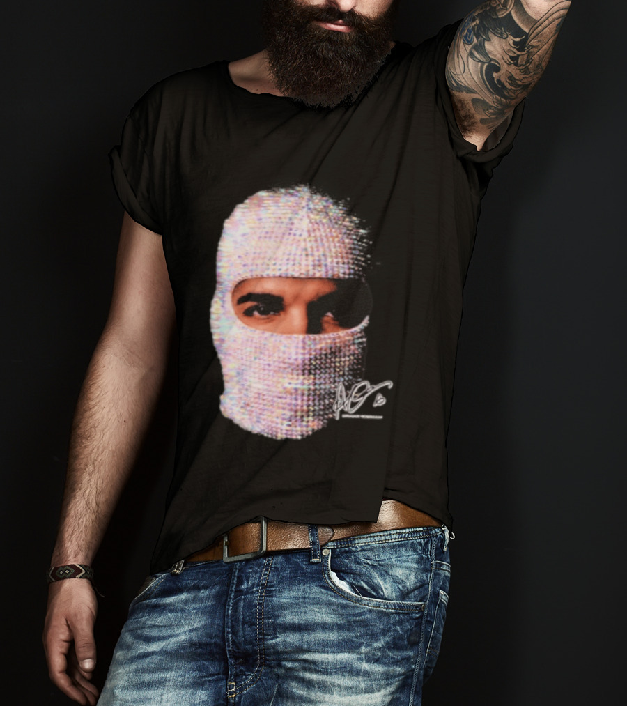 Drake Iceman Mask Jewel Encrusted Balaclava T-Shirt