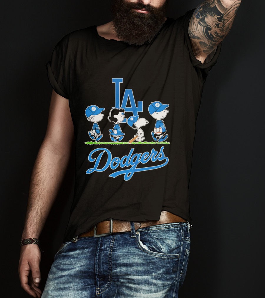 Peanuts Characters Los Angeles Dodgers Abbey Road T-Shirt