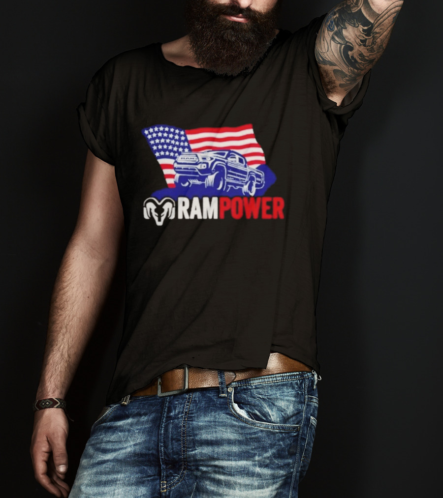 Ram Power Truck American Flag 2026 Patriotic T-Shirt