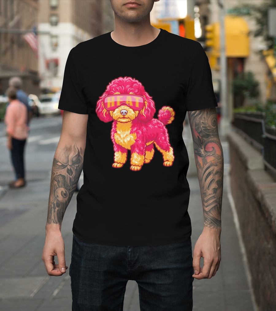 Miami Heat Teacup Poodle Cartoon HEAT Glasses T-Shirt