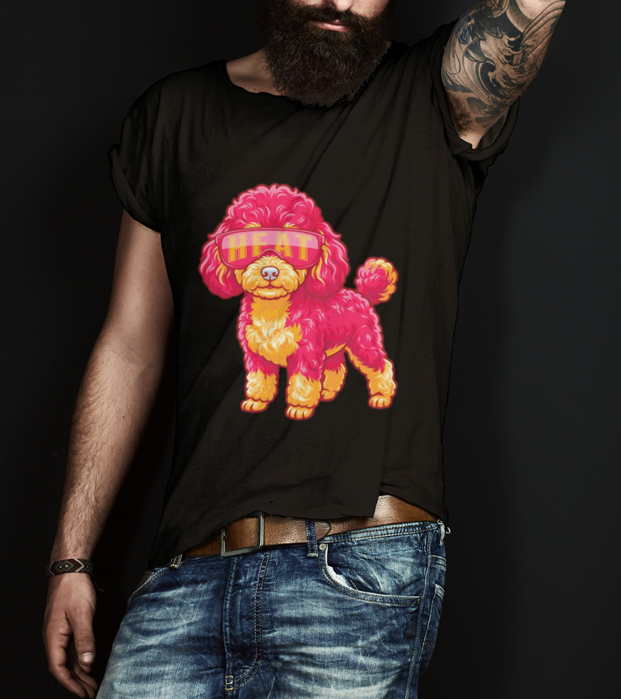 Miami Heat Teacup Poodle Cartoon HEAT Glasses T-Shirt