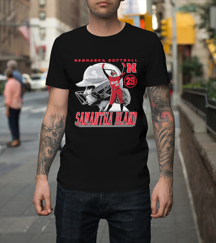 Nebraska Softball Samantha Bland Number 29 Player Iconic N T-Shirt