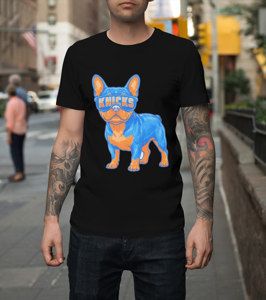 New York Knicks Bulldog Wearing Sunglasses T-Shirt