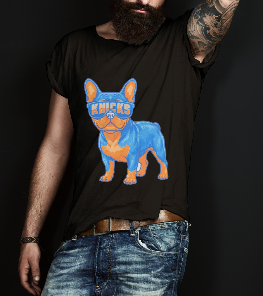 New York Knicks Bulldog Wearing Sunglasses T-Shirt