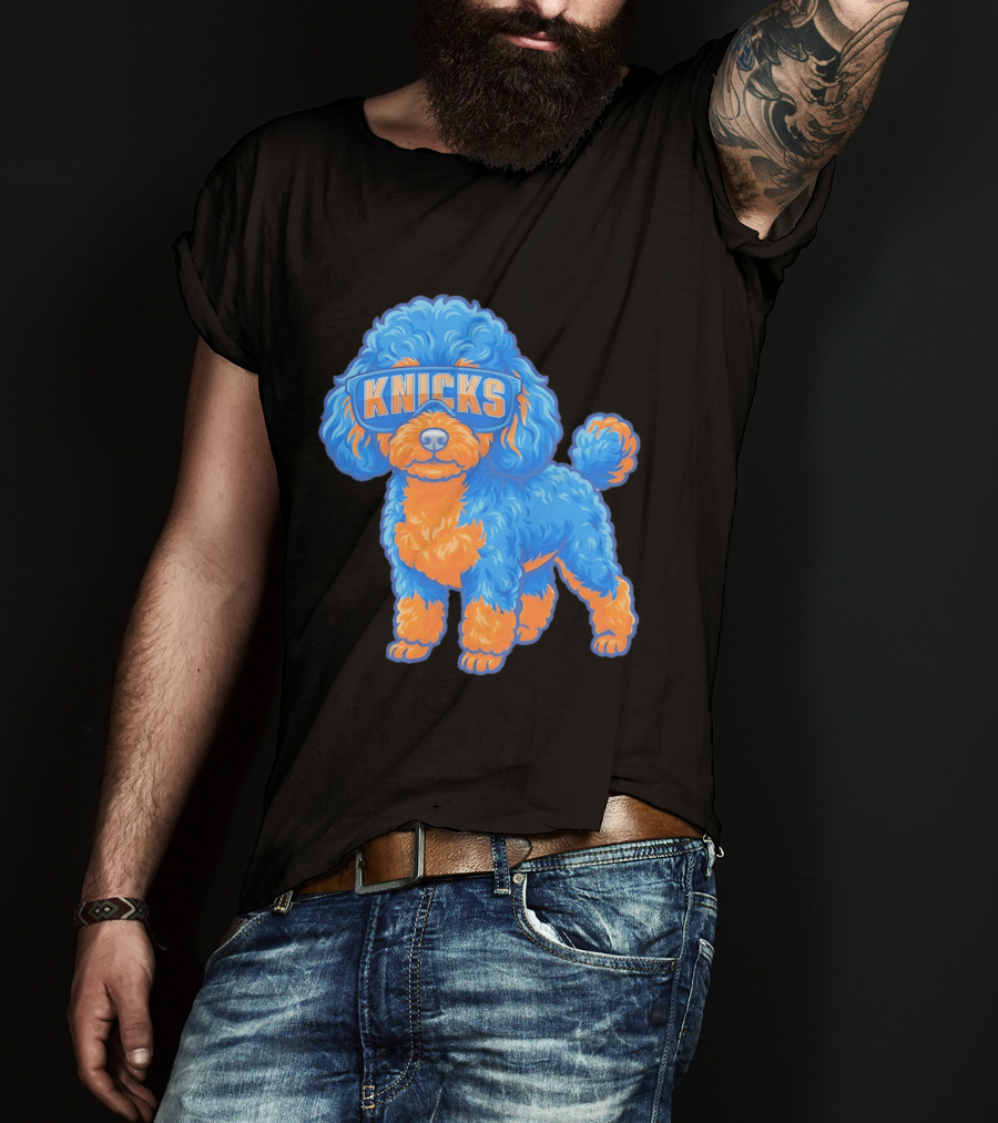 New York Knicks Teacup Poodle Cartoon Glasses T-Shirt