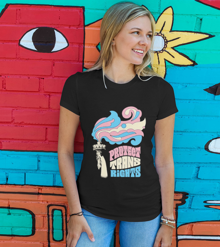 Protect Trans Rights Torch Symbol Bold Pride T-Shirt