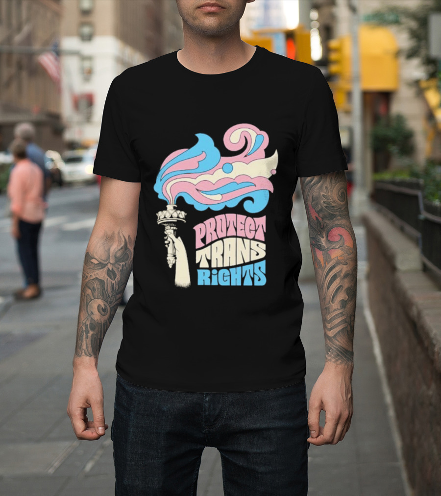 Protect Trans Rights Torch Symbol Bold Pride T-Shirt