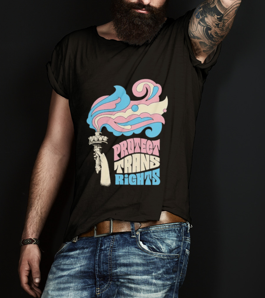 Protect Trans Rights Torch Symbol Bold Pride T-Shirt