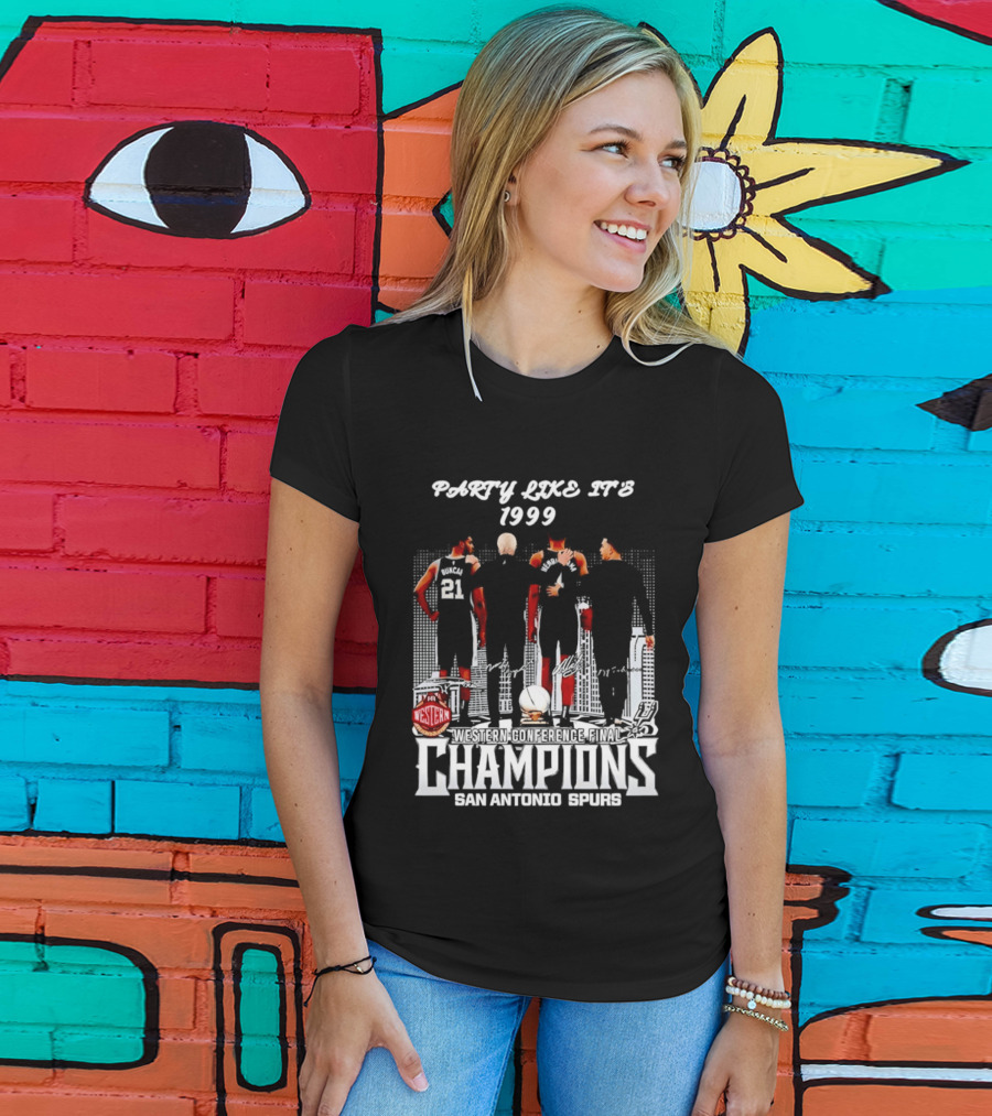 Party Like It's 1999 San Antonio Spurs Champions Tim Duncan Gregg Popovich Victor Wembanyama T-Shirt
