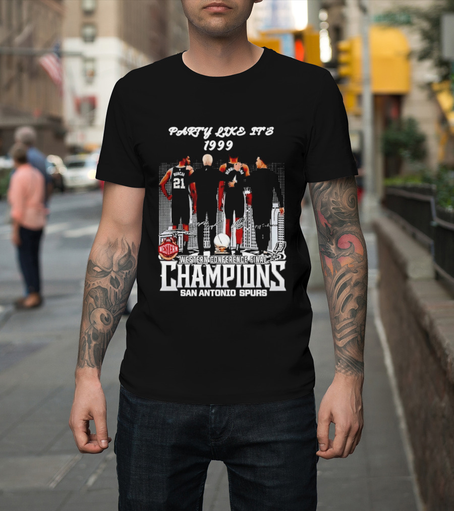 Party Like It's 1999 San Antonio Spurs Champions Tim Duncan Gregg Popovich Victor Wembanyama T-Shirt