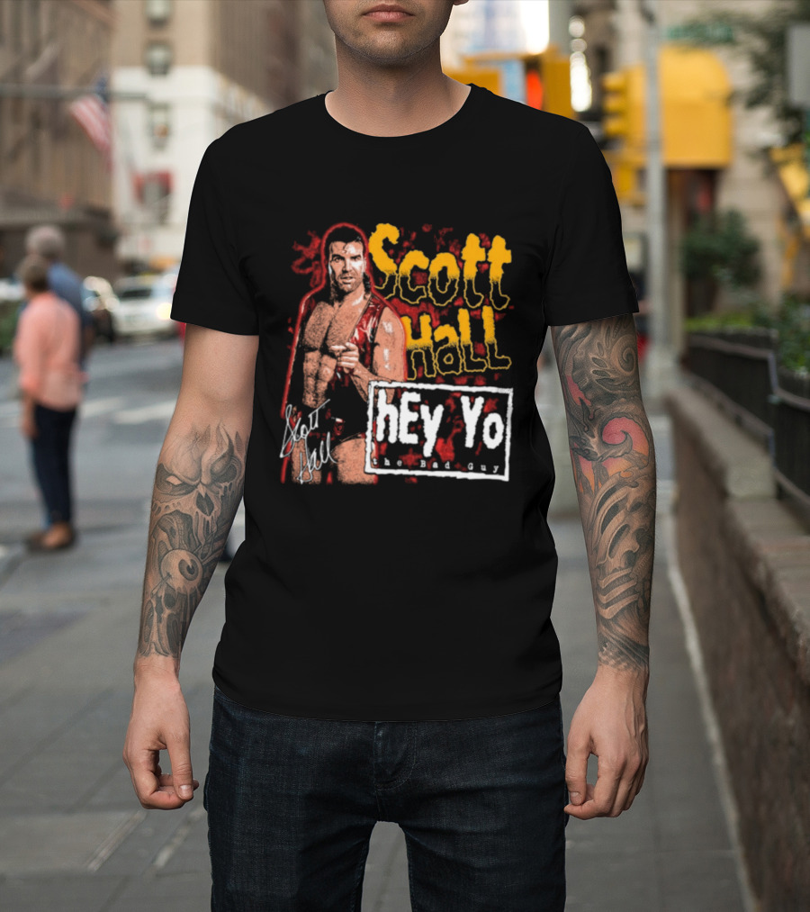 Scott Hall Hey Yo The Bad Guy Wrestling Legend WCW T-Shirt