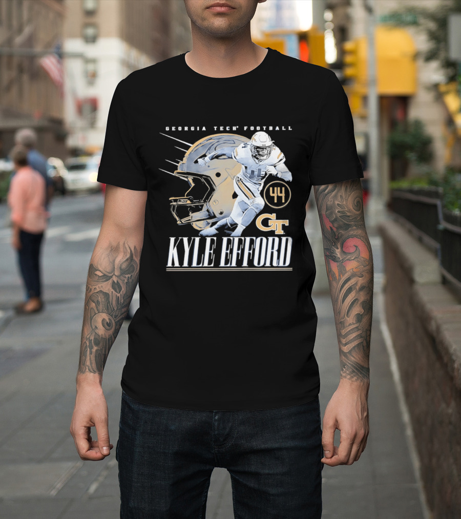Georgia Tech Football Kyle Efford 44 GT Helmet T-Shirt