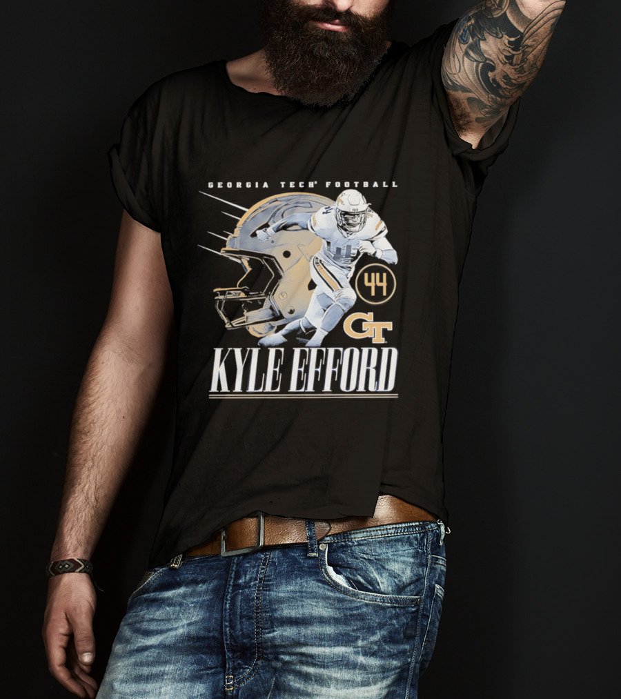 Georgia Tech Football Kyle Efford 44 GT Helmet T-Shirt