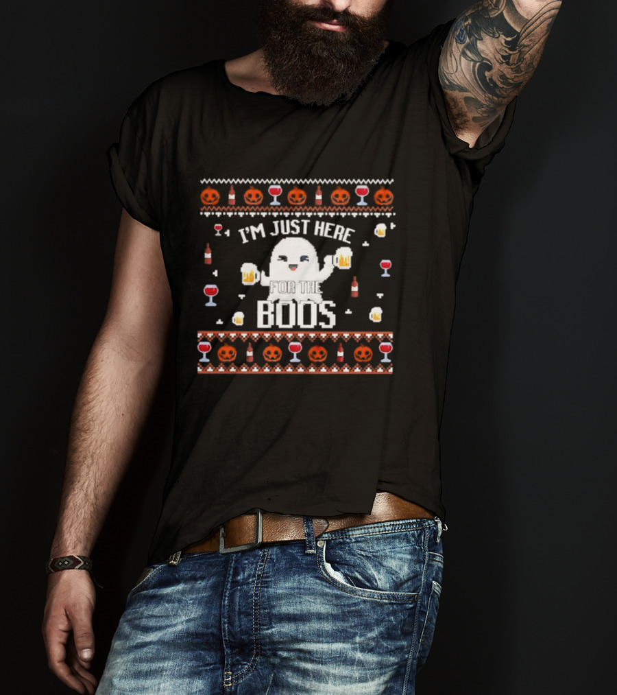 Halloween I'm Just Here For The Boos Busch Light Ghost Beer Pumpkins T-Shirt