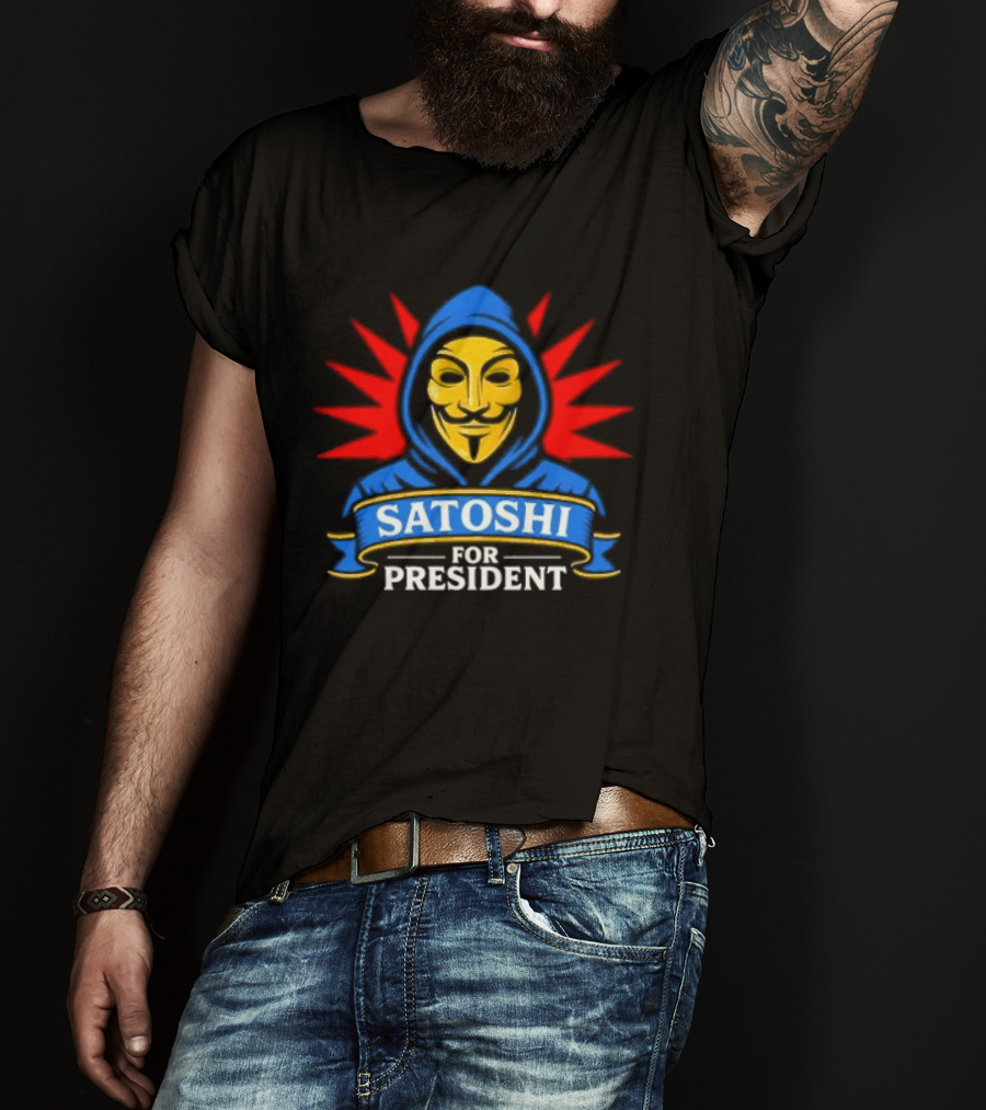 Satoshi For President Crypto Revolution Guy Fawkes Mask T-Shirt