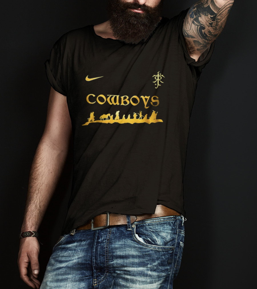 Nike Cowboys Lord Of The Rings Fellowship Gold 2 Sided T-Shirt