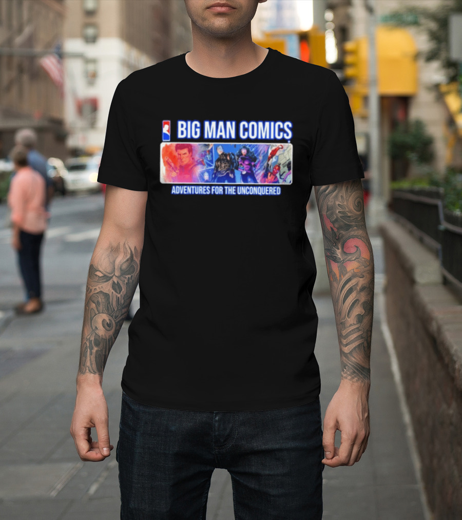 Big Man Comics Adventures For The Unconquered Dean Cain Action Heroes T-Shirt