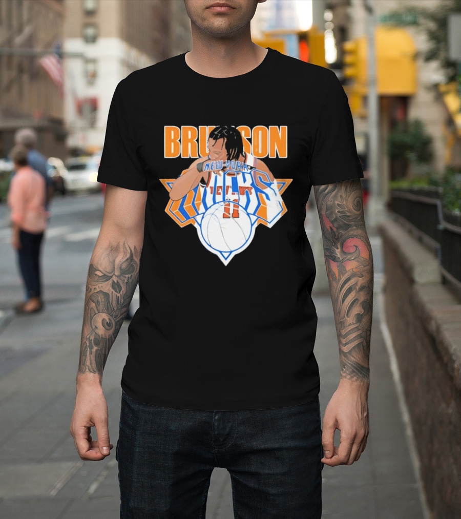 Jalen Brunson New York Knicks 11 Caricature Basketball T-Shirt