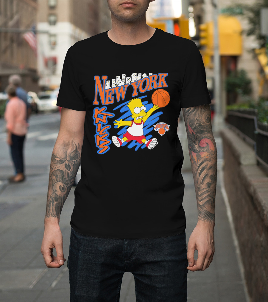 New York Knicks Bart Simpson Basketball Crossover Collaboration T-Shirt