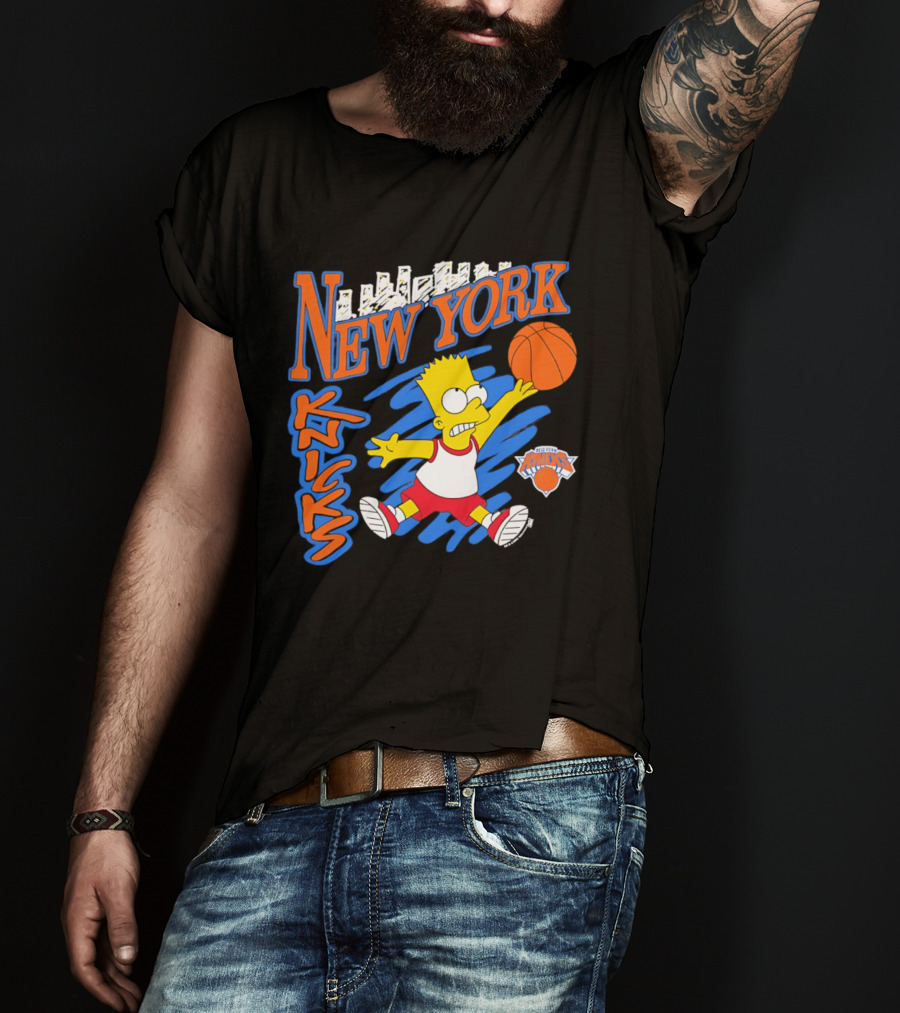 New York Knicks Bart Simpson Basketball Crossover Collaboration T-Shirt