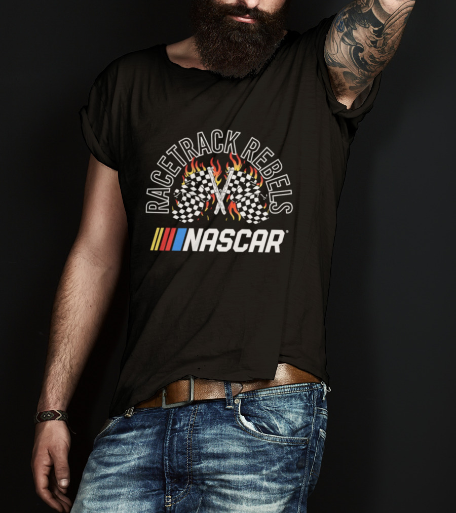 Racetrack Rebels NASCAR Checkered Flags Flames T-Shirt