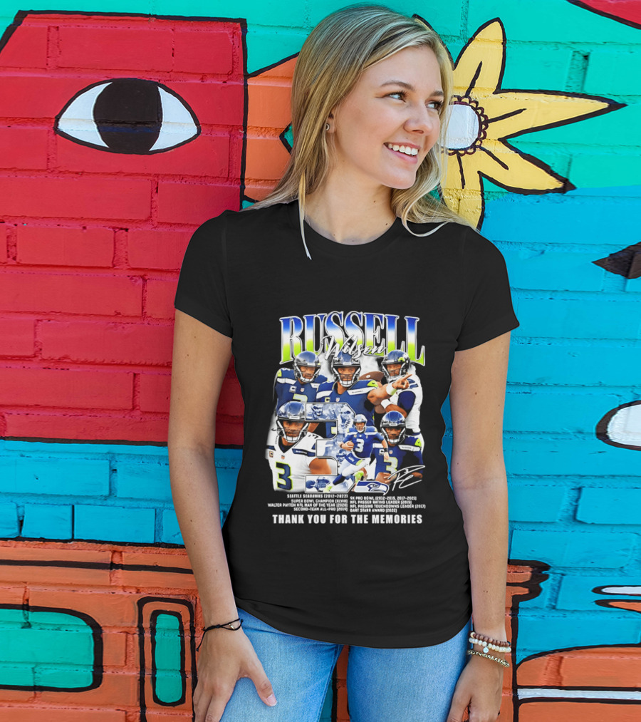 Seattle Seahawks Russell Wilson Number 3 Thank You For The Memories T-Shirt