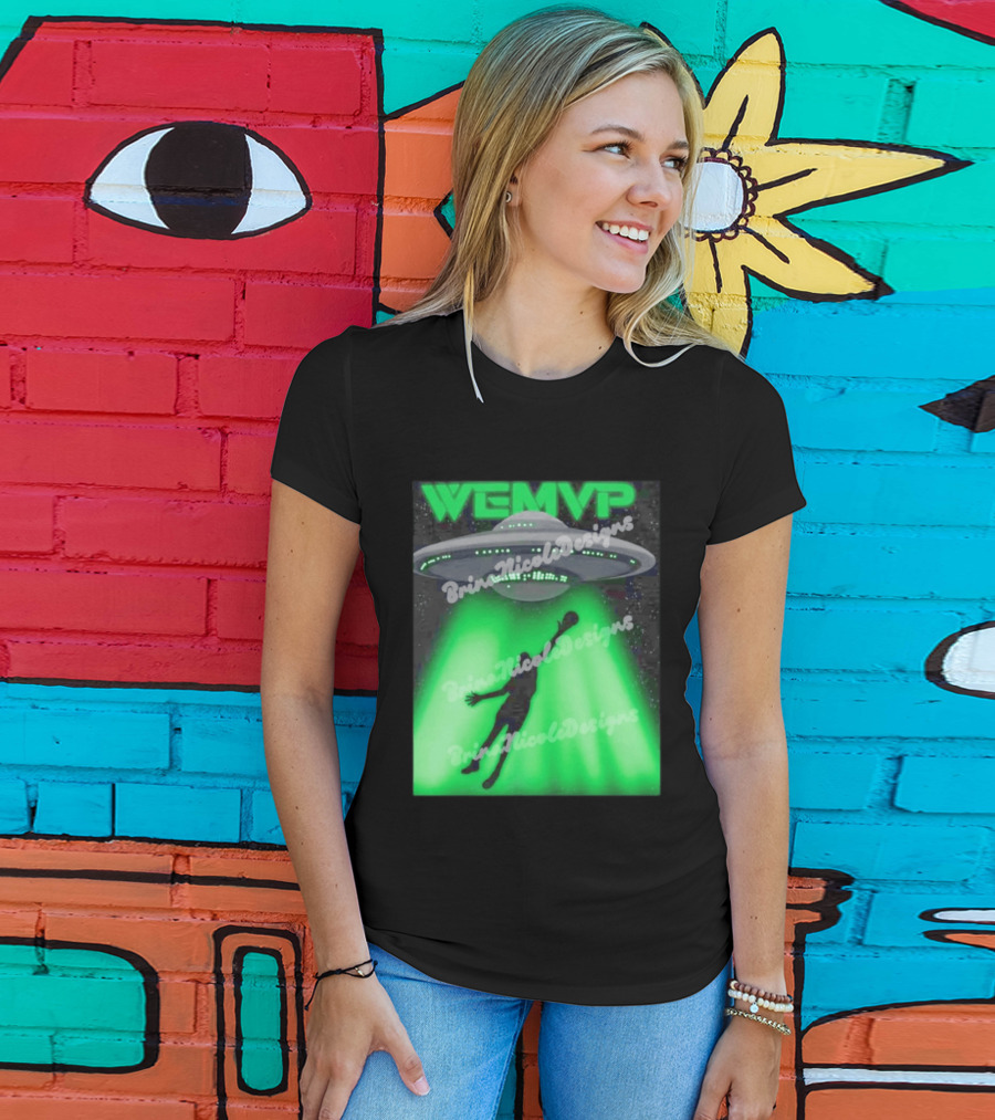 WEMVP Victor Wembanyama UFO Alien Abduction Basketball Player T-Shirt