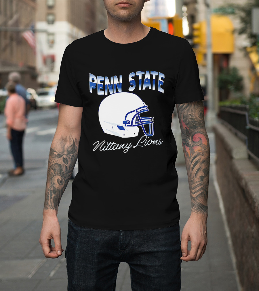 Penn State Nittany Lions Air Brush Helmet Dyme Lyfe Mens T-Shirt