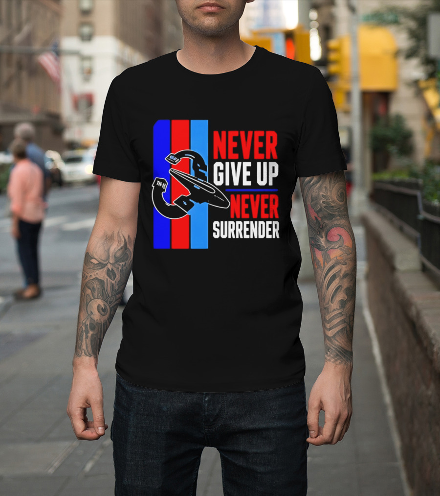 Galaxy Quest Never Give Up Never Surrender NSEA Protector Starship T-Shirt