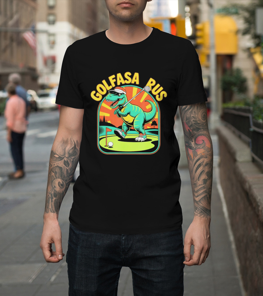 Golfasaurus Rex Dinosaur Golfer On The Course T-Shirt