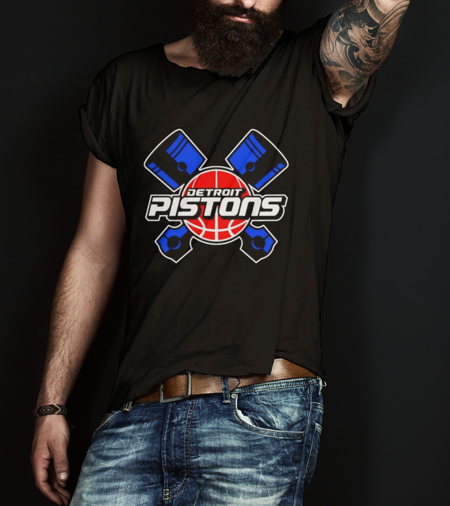 Detroit Pistons Basketball Team Crossed Pistons And Ball T-Shirt