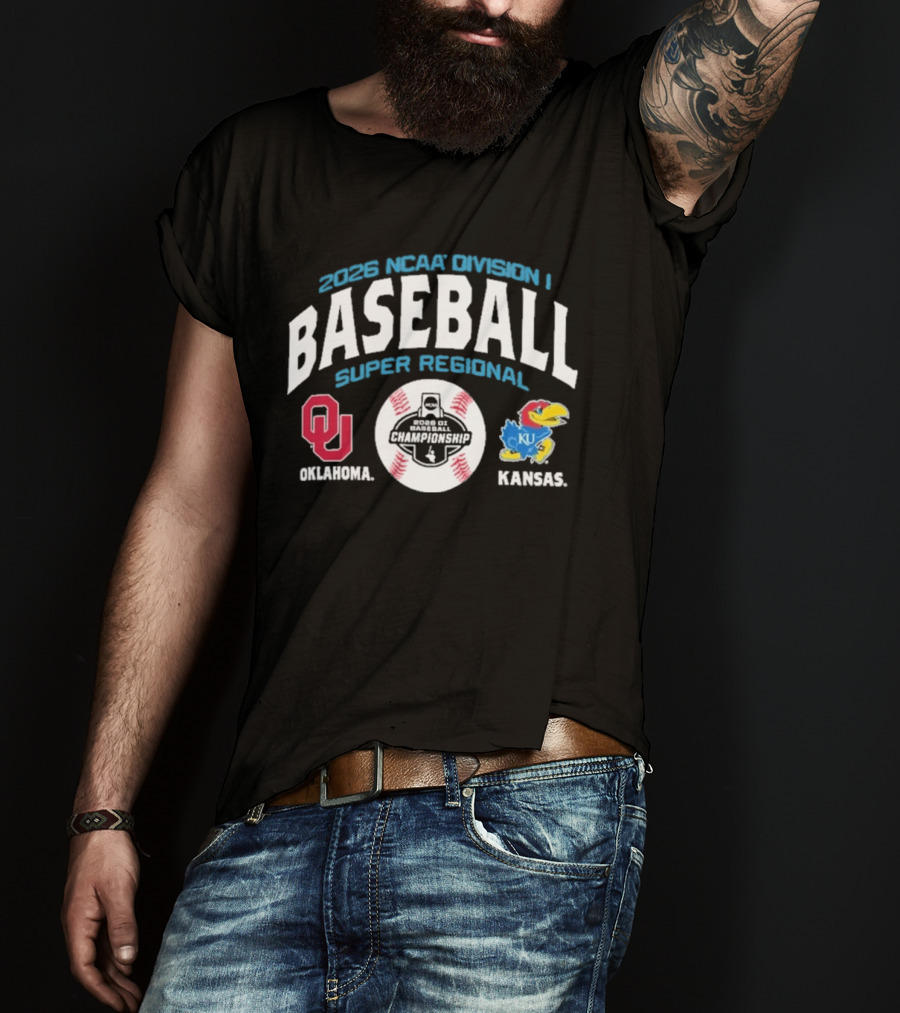 Oklahoma Kansas 2026 NCAA Division I Baseball Super Regional T-Shirt