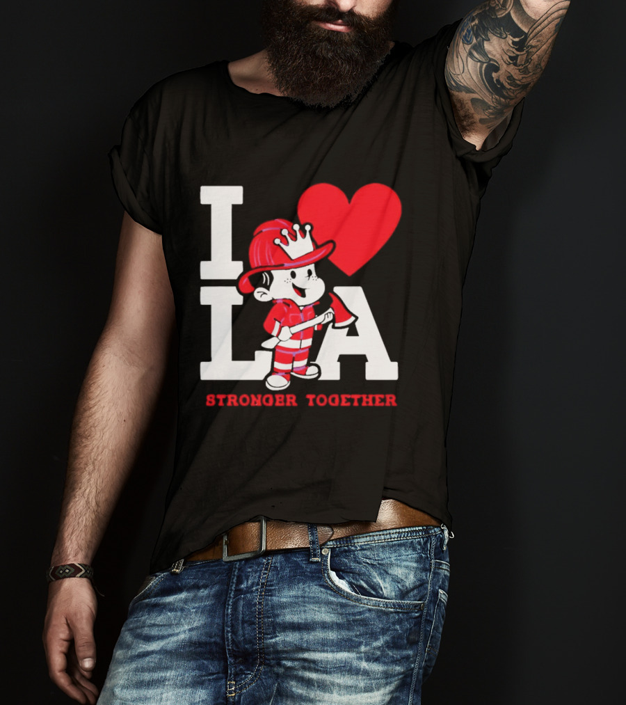I Love LA Firefighter Stronger Together T-Shirt