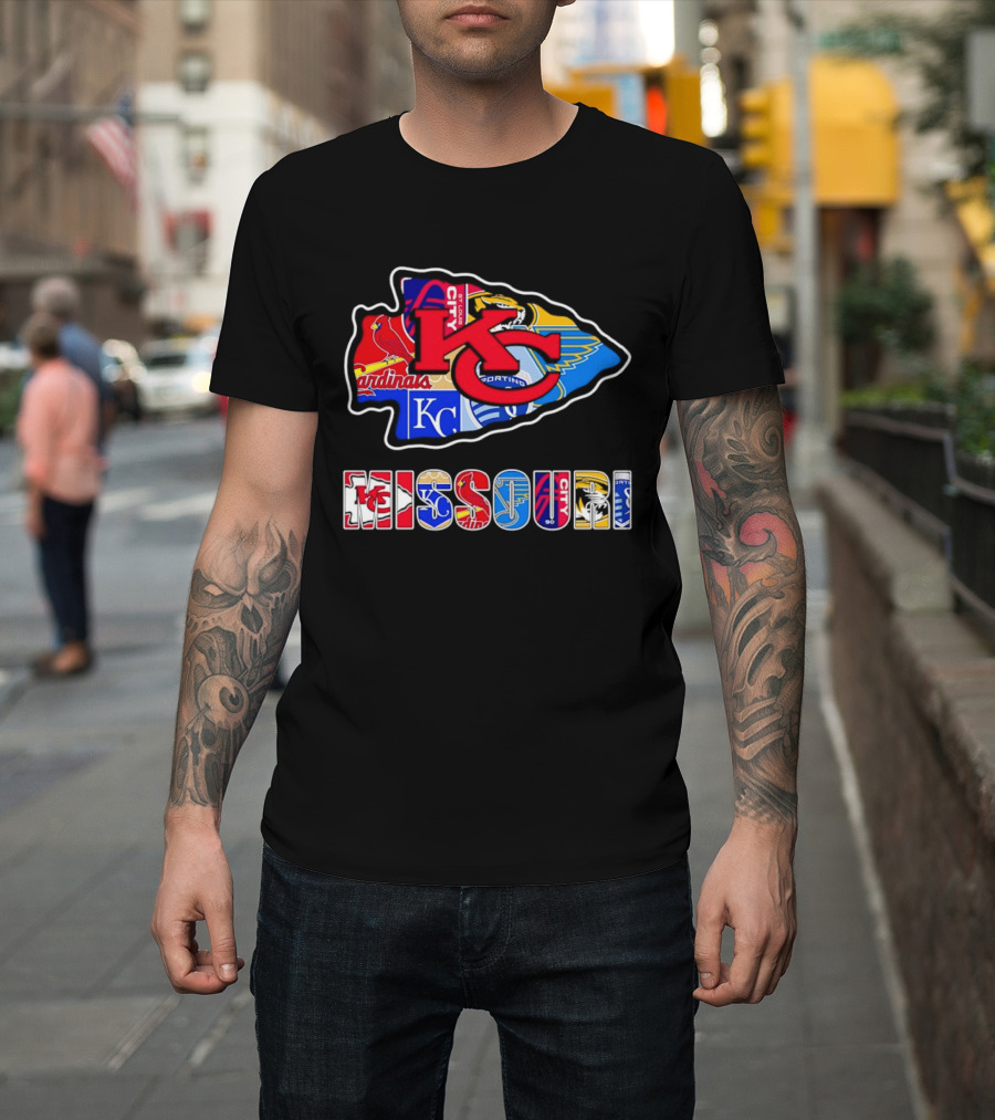 Missouri Sports Teams KC Chiefs Cardinals Royals Blues Sporting Arrowhead T-Shirt