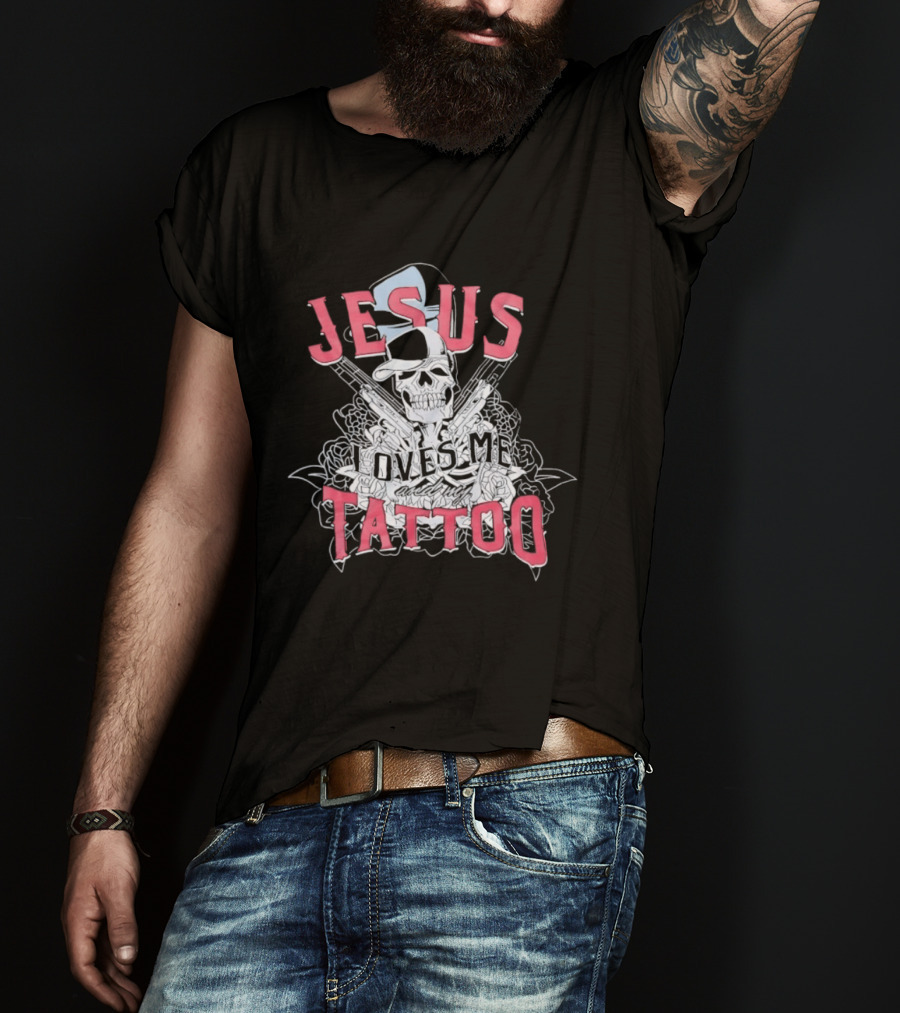 Jesus Loves Me Skeleton Tattoo T-Shirt