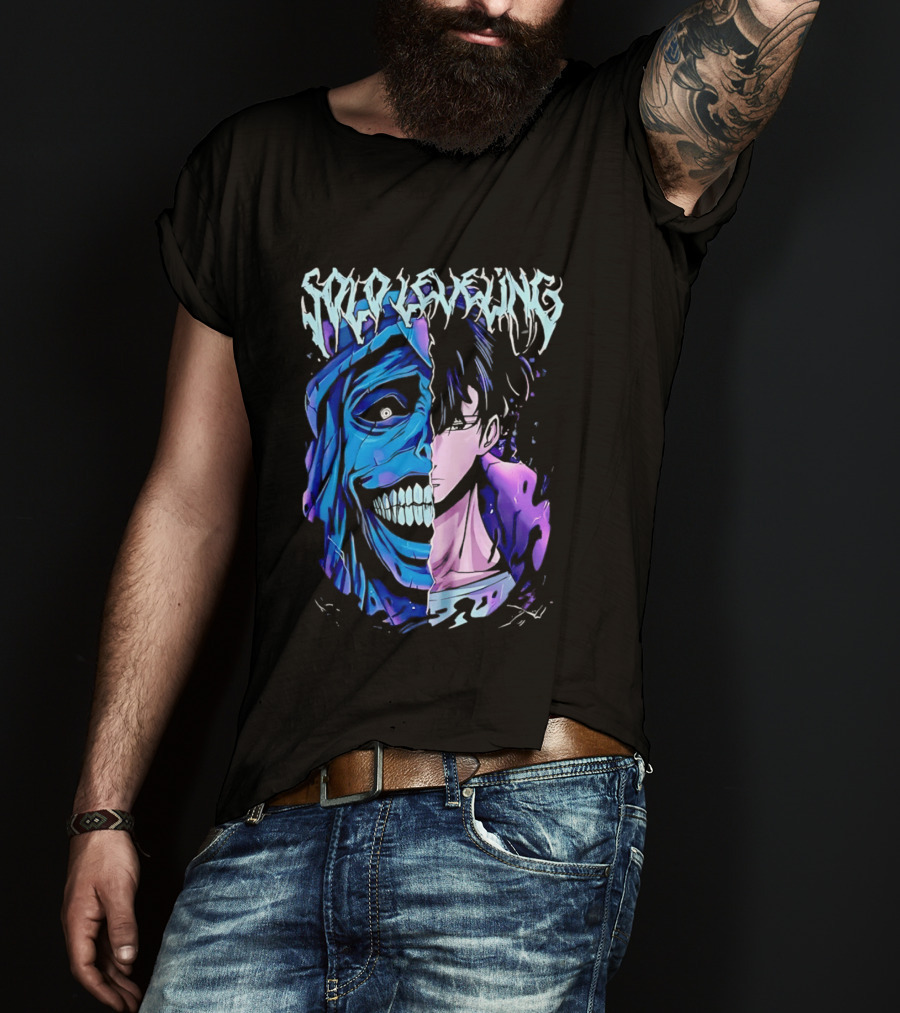 Solo Leveling Split Face Cotton Anime T-Shirt