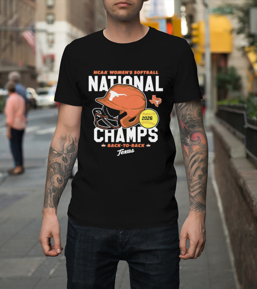 Texas Longhorns 2026 NCAA Women's Softball National Champs Back To Back Team T-Shirt