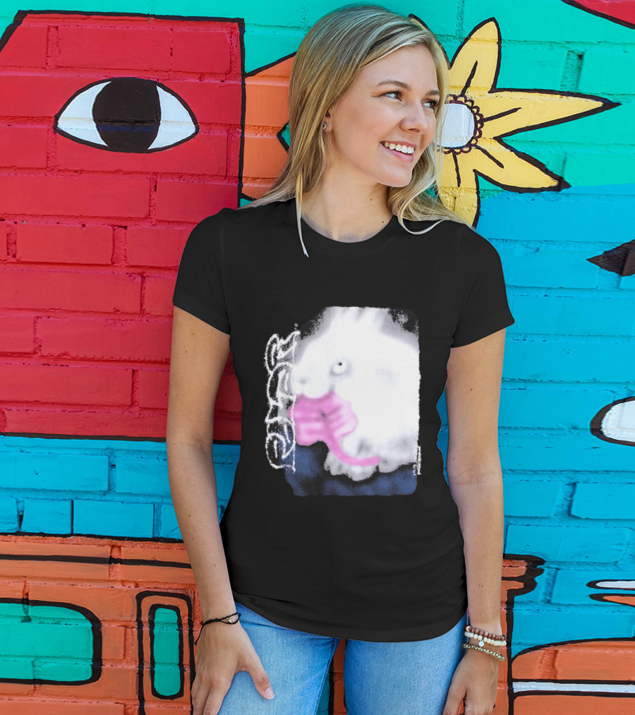 Flatspot Polar Rabbit With Pink Ribbon T-Shirt