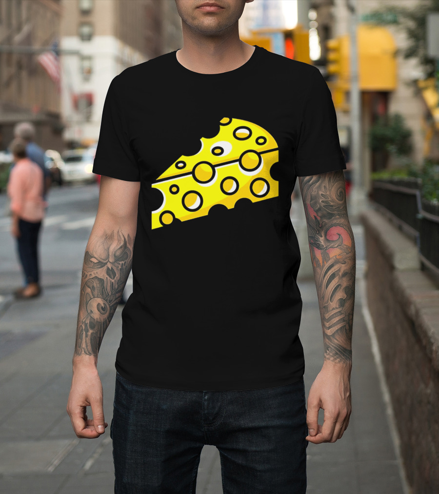 Swiss Cheese Hole Yellow Food Slice Dairy Snack Culinary T-Shirt