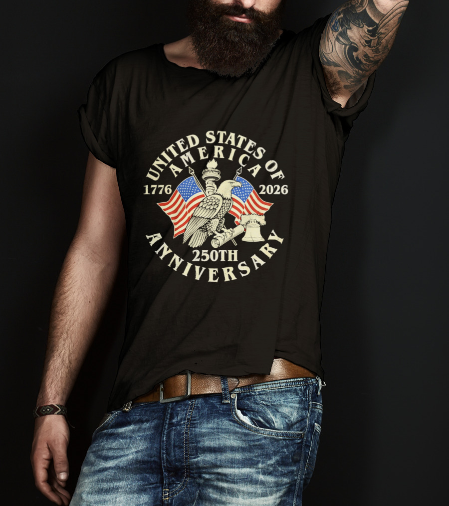 United States Of America 1776 2026 250th Anniversary Eagle Flag Bell T-Shirt