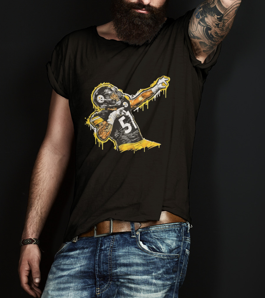 Nick Herbig 51 Pittsburgh Steelers Celebratory Pose Football Player Drawing T-Shirt