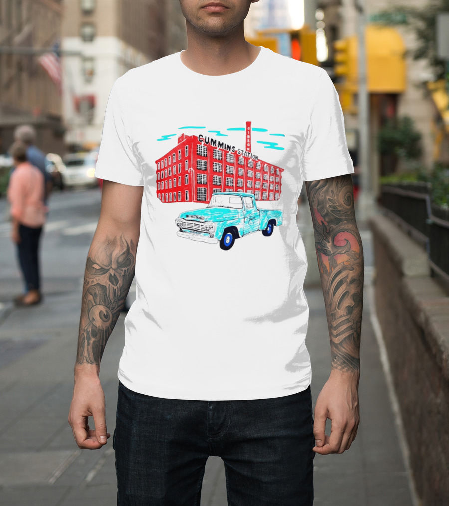 Gilson Cummins Station Vintage Truck And Building Scene T-Shirt