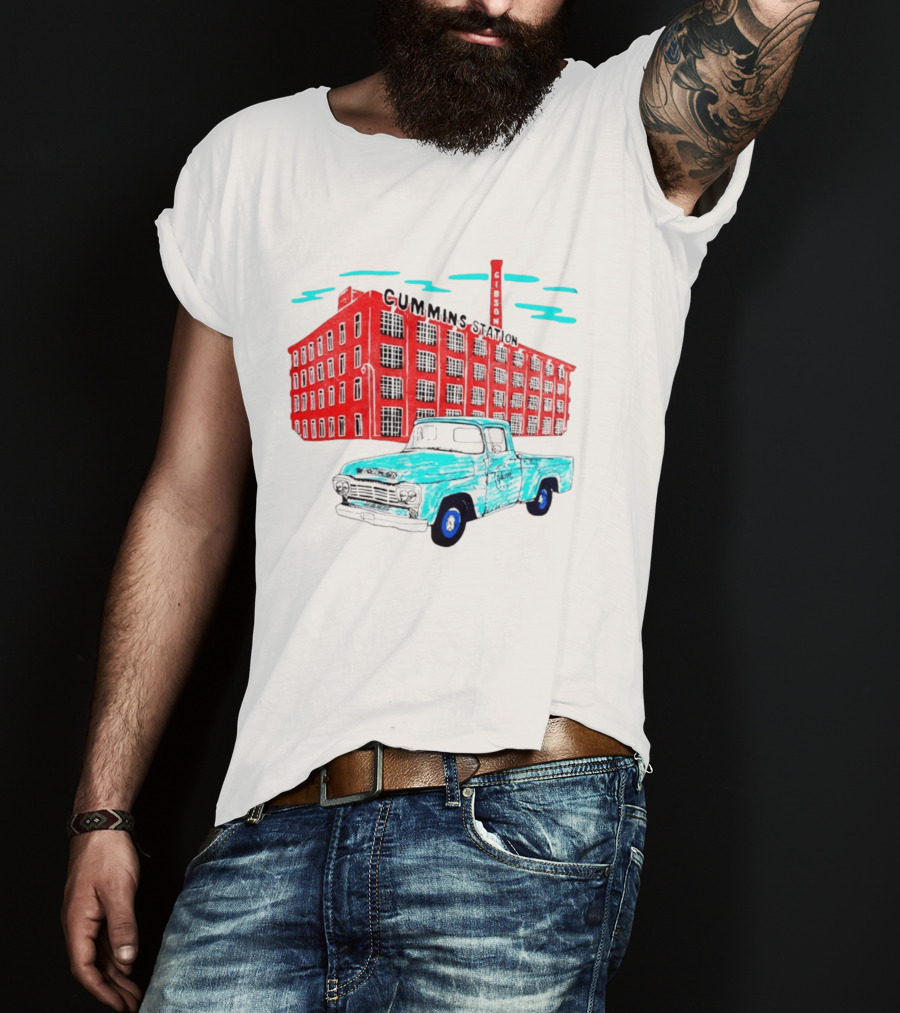 Gilson Cummins Station Vintage Truck And Building Scene T-Shirt