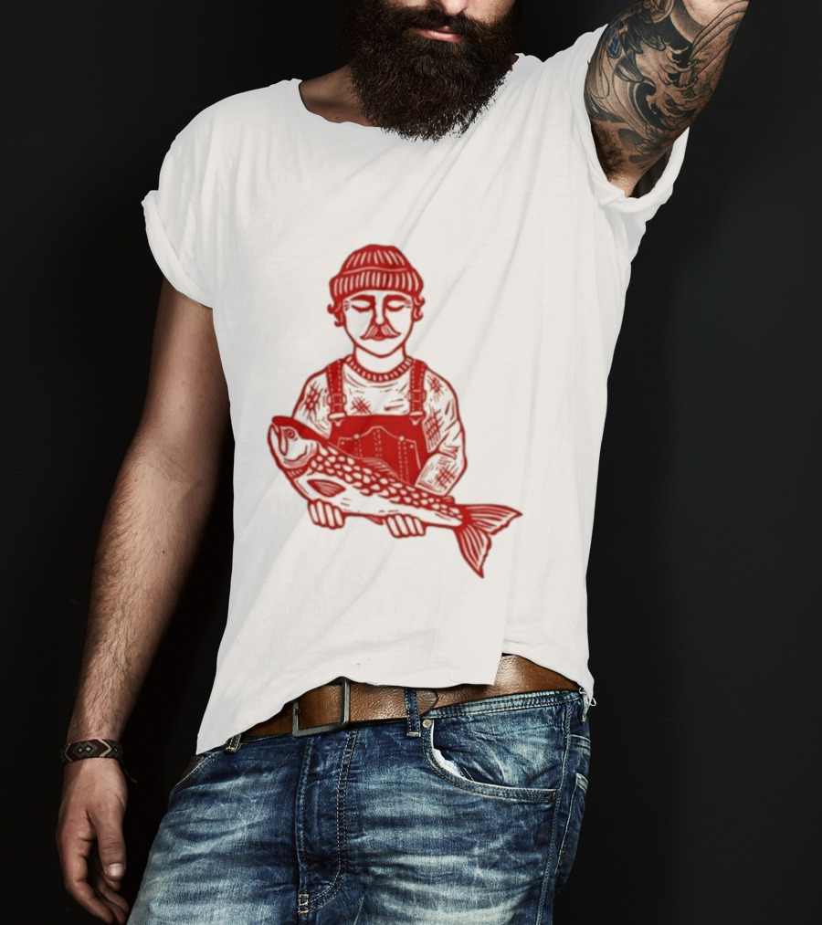 Goth Babe Fisherman Holding Fish T-Shirt