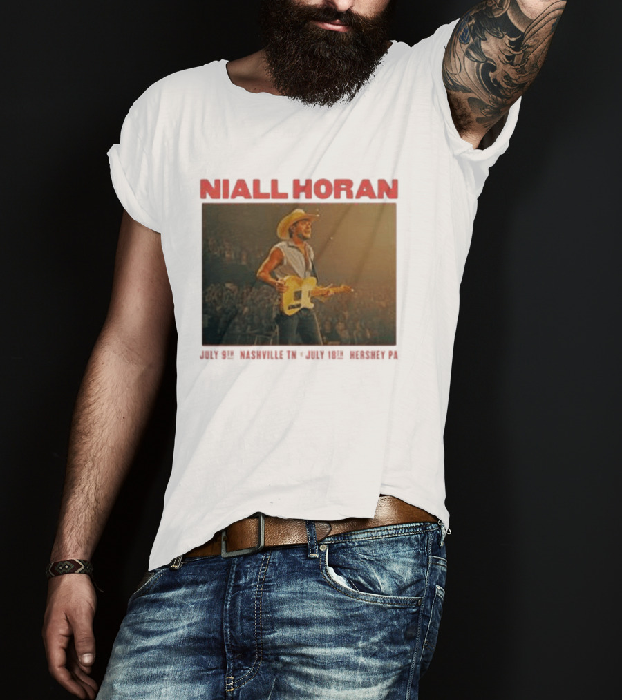 Niall Horan Live Performance Cowboy Hat Guitar Dallas Texas Event T-Shirt