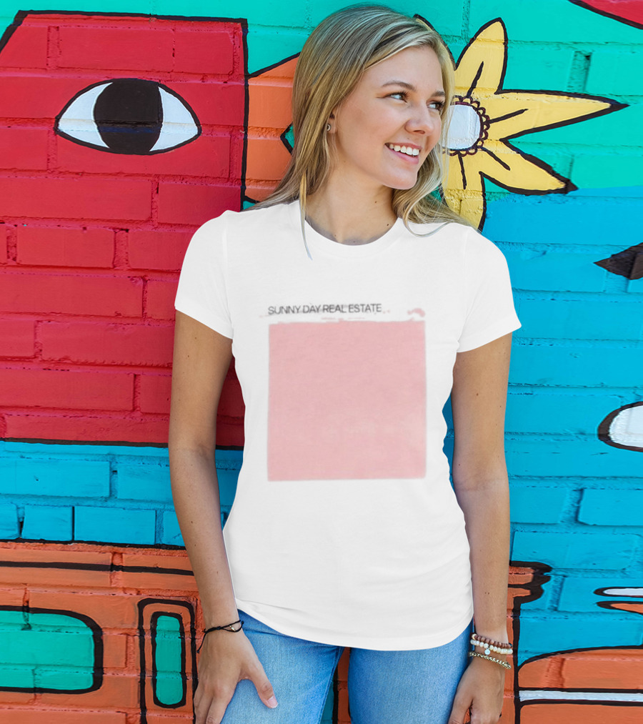 Sunny Day Real Estate LP2 Pink Album Art And Gray Watermark T-Shirt