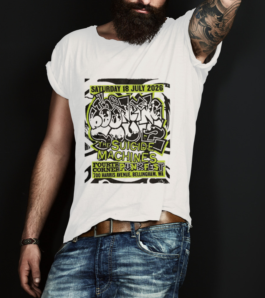 Saturday 18 July 2026 The Bouncing Souls The Suicide Machines Fourth Corner Punkfest Bellingham WA 700 Harris Avenue T-Shirt