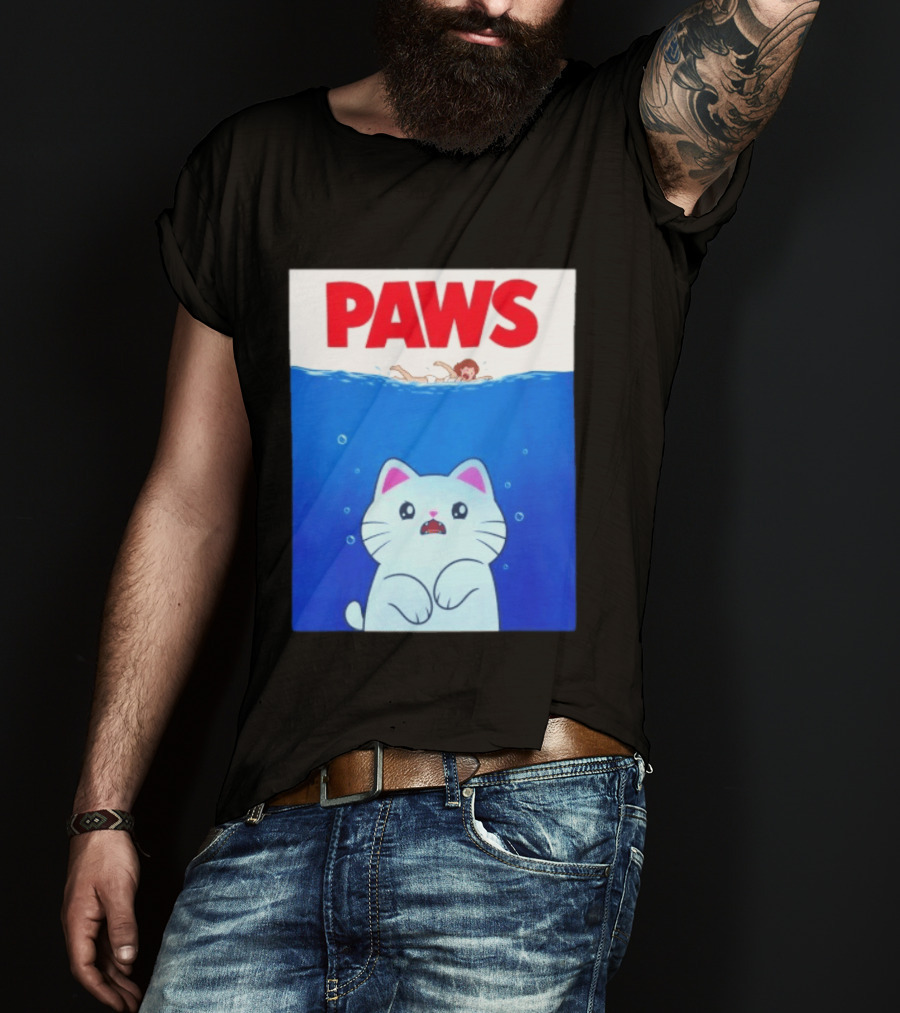 Paws Cat Parody Movie Jaws T-Shirt