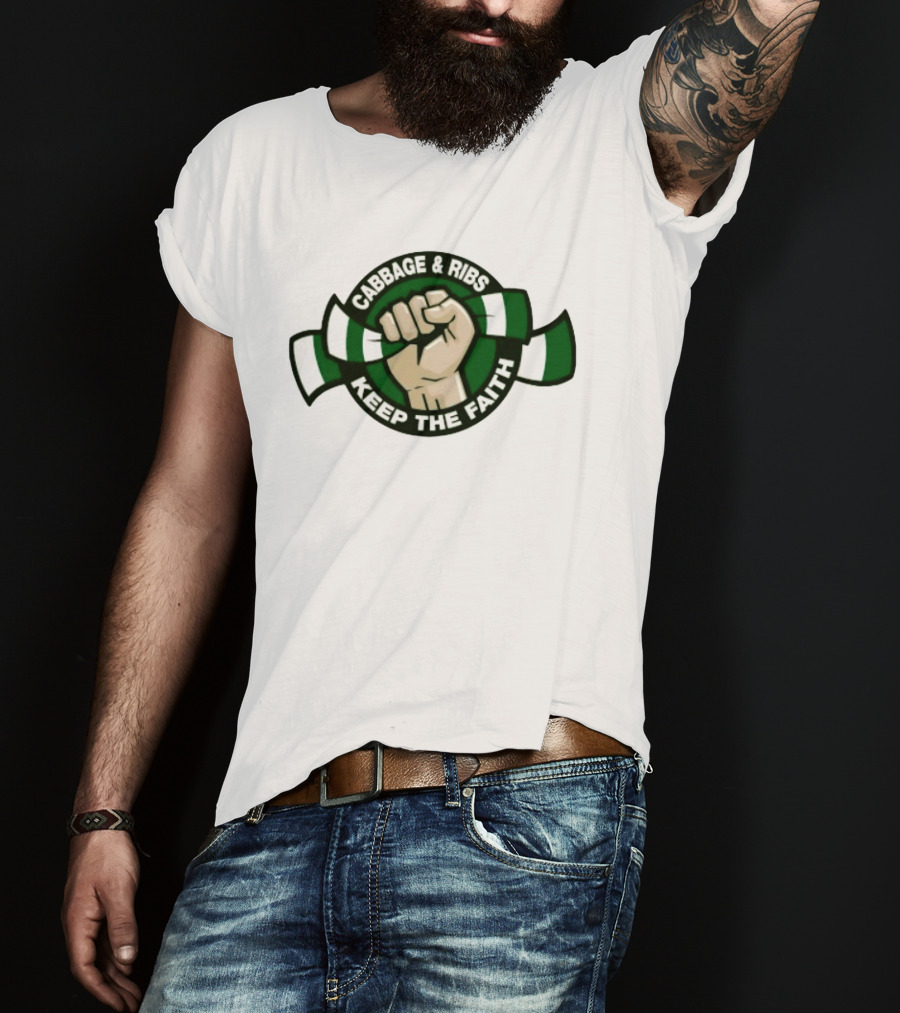 Cabbage & Ribs Keep The Faith Celtic FC Fist T-Shirt