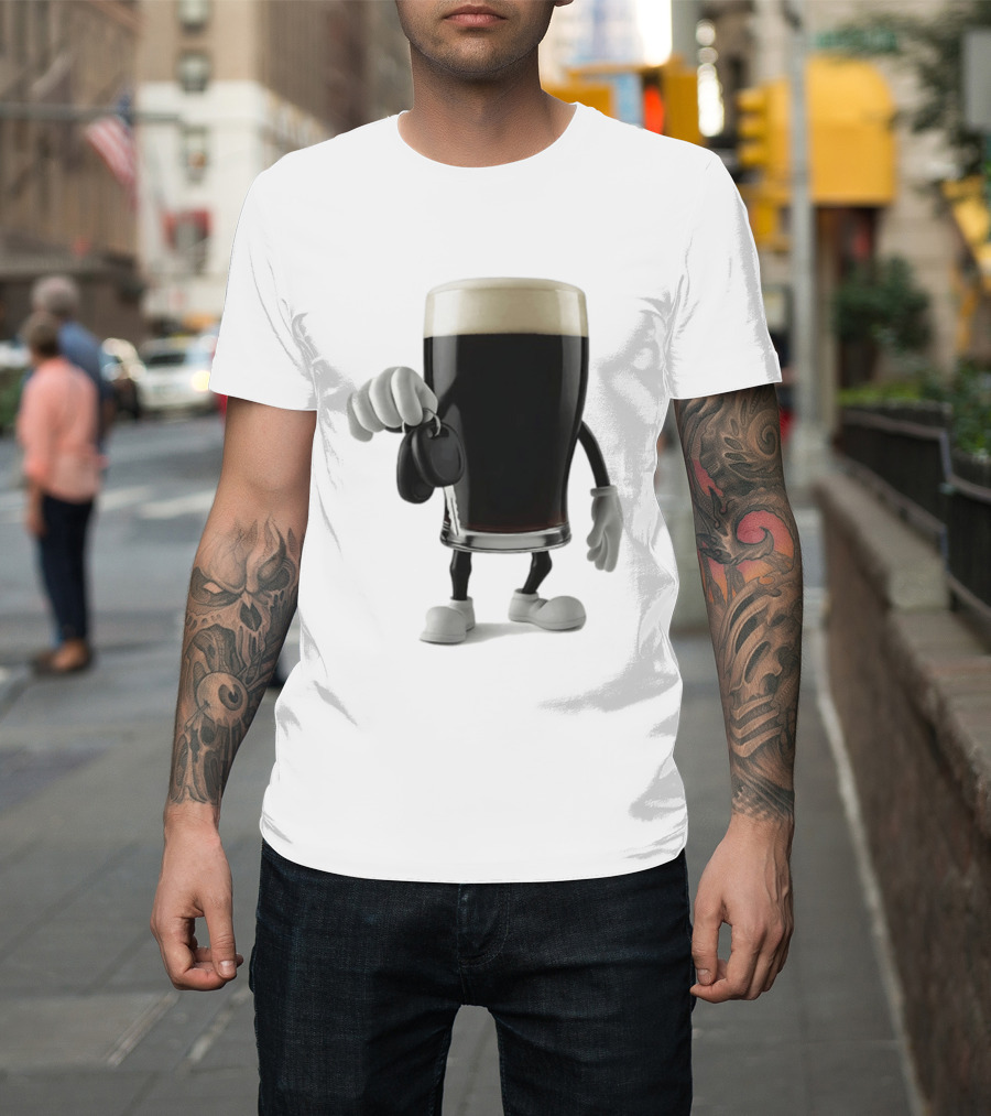 Guinness Beer Pint Holding Car Keys T-Shirt